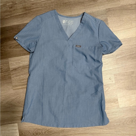 Figs Short Sleeve V-Neck Tee in Blue - Picture 1 of 5